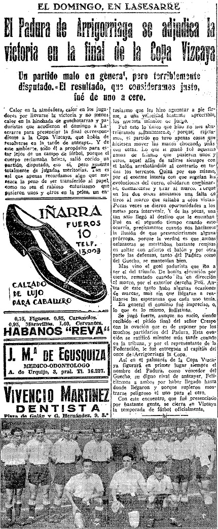 COPA BIZKAIA 1936 (CRONICA)